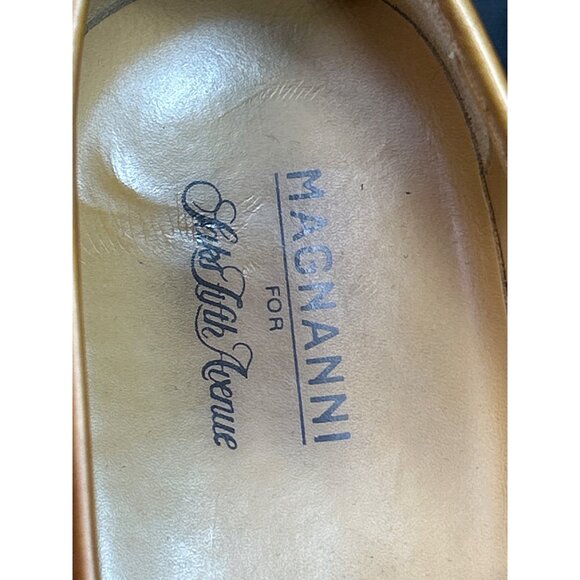 Magnanni For Saks Fifth Avenue Mens Mid-Brown Tan Leather Loafers Size 9.5 - Picture 4 of 12